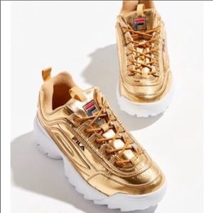 Gold Metallic Fila Disruptor II